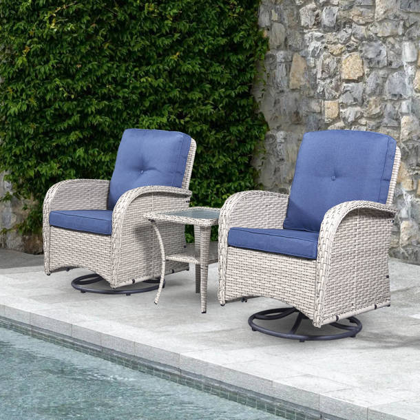 Red Barrel Studio® Daylani Swivel Wicker Rattan Outdoor Rocking Chairs